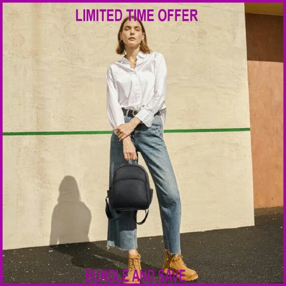 Vegan Leather Mini Backpack Purse Adjustable Straps Roomy Pockets main image 6